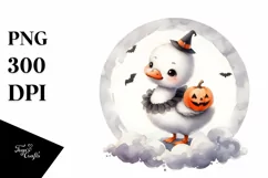 Washed Watercolor Halloween Swan PNG Product Image 3