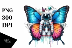 Colorful Butterfly with Astronaut Helmet | Splash Clipart Product Image 3