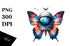 Colorful Butterfly Astronaut Helmet | Sublimation | Clipart Product Image 1
