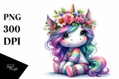 Cute Sitting Unicorn Clipart, Transparent PNG Product Image 3