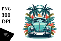 Retro Tree Beetle Car PNG Product Image 1