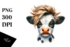 Funny Baby Cow with Cool Hair, High-Res PNG Product Image 1