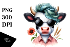 Funny Baby Cow with Cool Hair, High-Res PNG Product Image 1