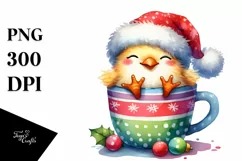 Cute Whimsical Chicken with Santa Hat PNG Product Image 1