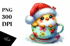 Cute Whimsical Chicken with Santa Hat PNG Product Image 1