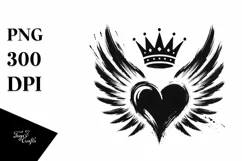 Heart with Wings and Crown, Transparent PNG Product Image 1