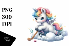 Cute Baby Unicorn Playing Hockey Product Image 3