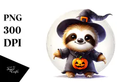 Digital Painting Halloween Sloth PNG Product Image 1