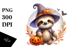 Digital Painting Halloween Sloth PNG Product Image 1