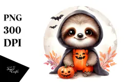 Digital Painting Halloween Sloth PNG Product Image 1
