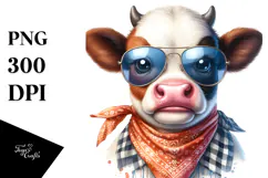 Cow with Funny Sunglasses PNG Product Image 1