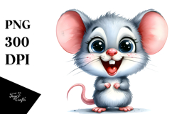 Watercolor Baby Mouse Standing Excited Sublimation Clipart Product Image 1