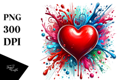 Red Glossy Heart on a Splashy Background Product Image 1