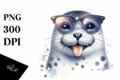 Funny Seal Portrait | Watercolor Clipart Product Image 1