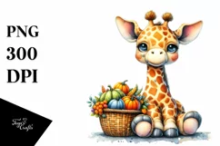 Colorful Baby Giraffe Basket | Sublimation | Clipart Product Image 1