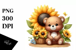 Funny Baby Bear Sunflower | Sublimation | Clipart Product Image 1