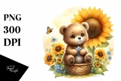 Funny Baby Bear Sunflower | Sublimation | Clipart Product Image 1