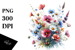 Watercolor Vibrant Wild Flowers Clipart Product Image 1
