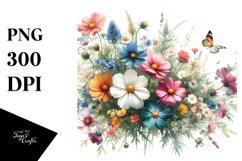 Watercolor Vibrant Wild Flowers Clipart Product Image 3