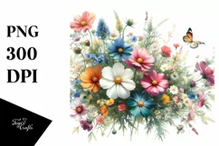 Watercolor Vibrant Wild Flowers Clipart Product Image 3