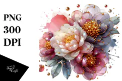 Glossy Peonies Abstract, High-Res PNG Product Image 1