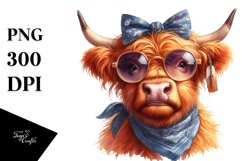 Highland Cow Portrait with Bandana | Sublimation | Clipart Product Image 3