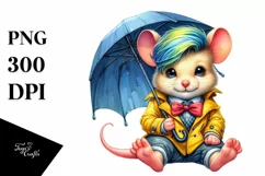 Expressive Baby Mouse with Funny Haircut PNG Product Image 1