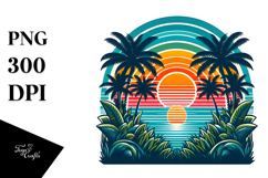 Tropical Rainbow Sunset, Clipart PNG Product Image 1