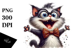 Goofy Cat with Bow Tie PNG Product Image 1