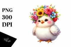 Colorful Chicken with Flower Crown | Watercolor Product Image 3