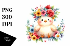 Colorful Chicken with Flower Crown | Watercolor Product Image 3