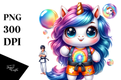 Baby Unicorn Karate PNG Product Image 1