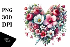 Heart Spring Flowers Colorful Vibrant Art Watercolor Product Image 1