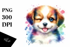 Colorful Baby Dog Winking | Clipart Product Image 3