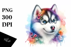 Watercolor Siberian Husky Clipart Product Image 3