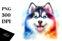 Watercolor Siberian Husky Clipart Product Image 1