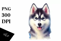 Watercolor Siberian Husky Clipart Product Image 1