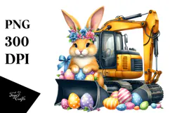 Joyous Bunny with Excavator, Transparent PNG Product Image 1
