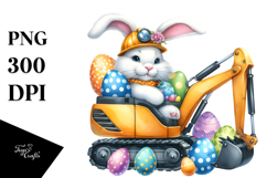 Creative Funny Bunny Excavator Easter Eggs PNG Product Image 1