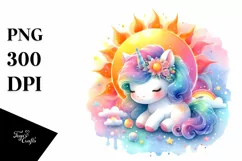 Colorful Baby Unicorn Sun | Sublimation | Clipart Product Image 1