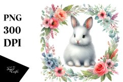 Vibrant Baby Bunny Floral Frame Clipart Product Image 3