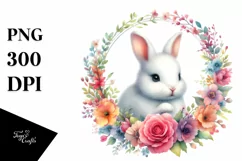 Vibrant Baby Bunny Floral Frame Clipart Product Image 3