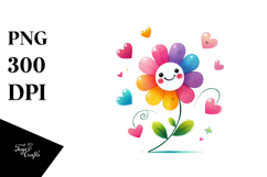 Washed Flower with Hearts PNG Product Image 1