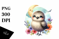 Colorful Watercolor Smiling Arctic Skua | Clipart Product Image 1