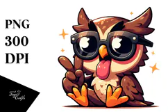 Curious Owl with Oversized Sunglasses PNG Product Image 1