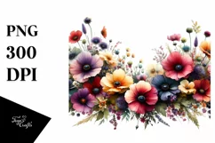 Watercolor Wild Flowers Frame | Sublimation | Clipart Product Image 1