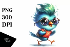 Vibrant Bird with Cool Haircut PNG Product Image 1