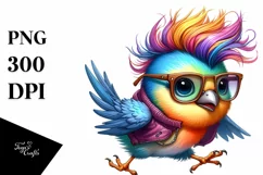 Vibrant Bird with Cool Haircut PNG Product Image 1