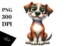 Funny Dog Sitting with Big Eyes | Clipart Product Image 3