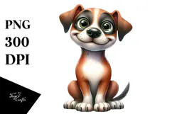 Funny Dog Sitting with Big Eyes | Clipart Product Image 1
